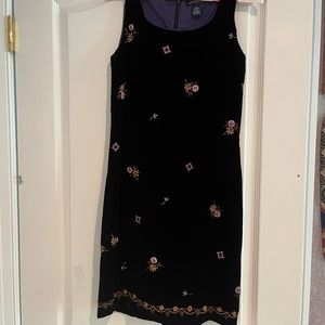 Ann Taylor size 2 elegant cocktail dress. Black velvet with embellishments.